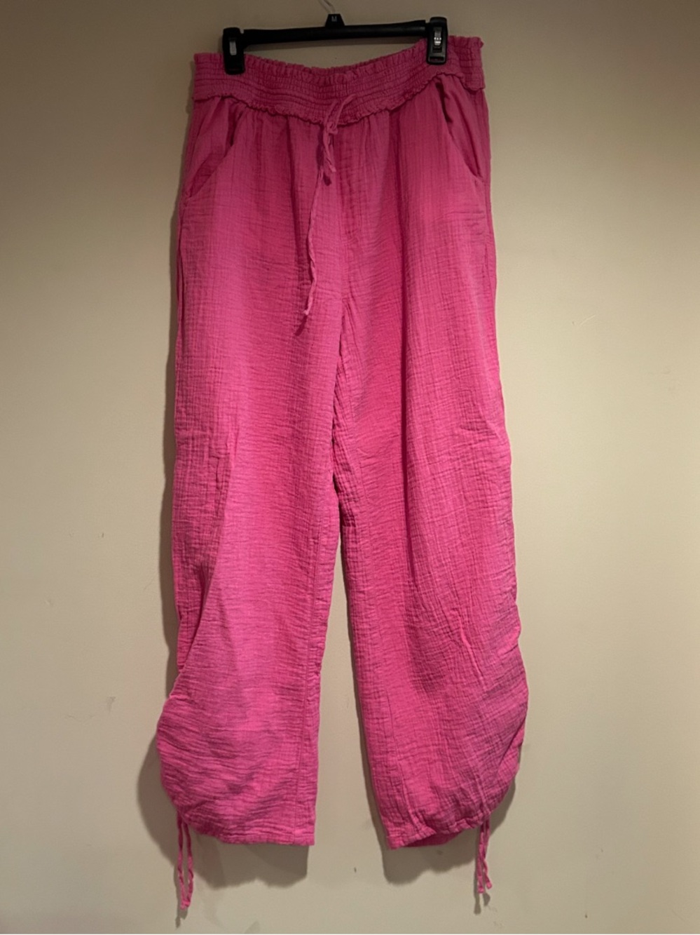 SO Bright Pink Gauzy Drawstring Pants Sz XL